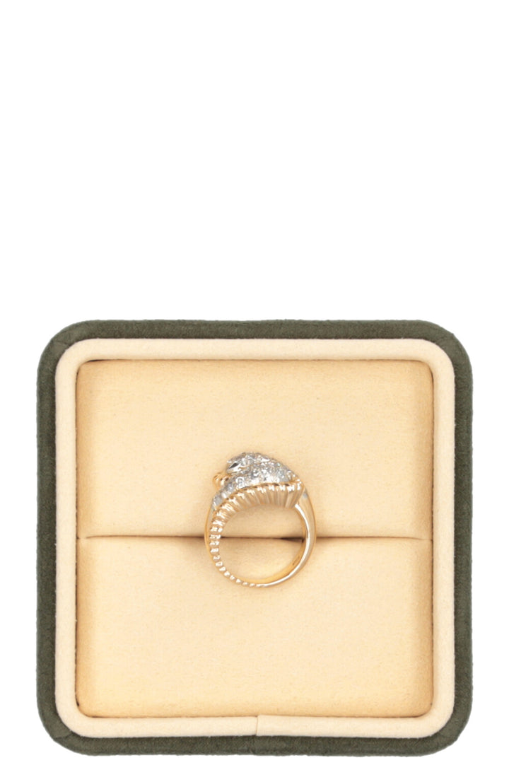 VINTAGE JEWELRY Rope Ring 18k Yellow Gold Diamonds