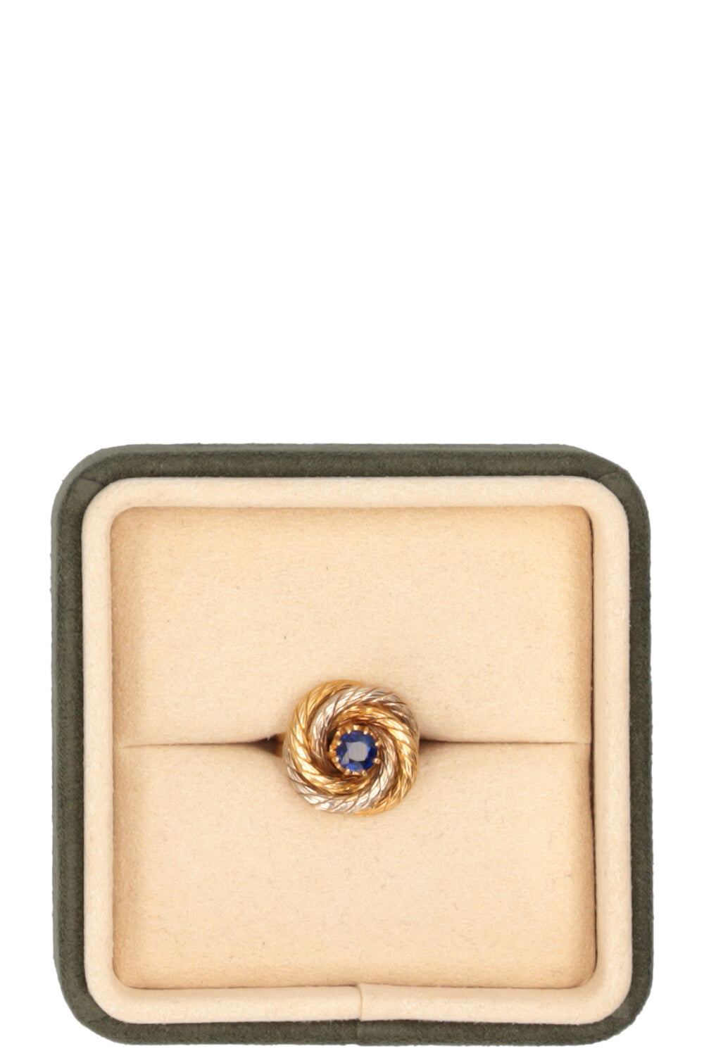 VINTAGE JEWELRY Swirl Two Tone Ring 18k Yellow Gold Sapphire