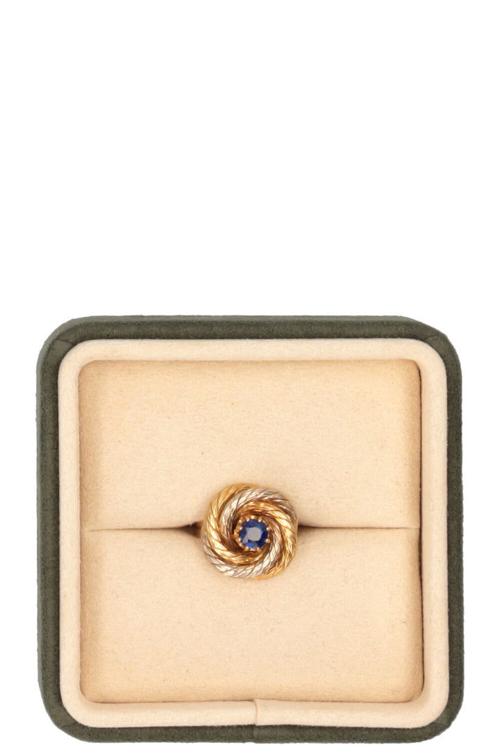 VINTAGE JEWELRY Swirl Two Tone Ring 18k Yellow Gold Sapphire