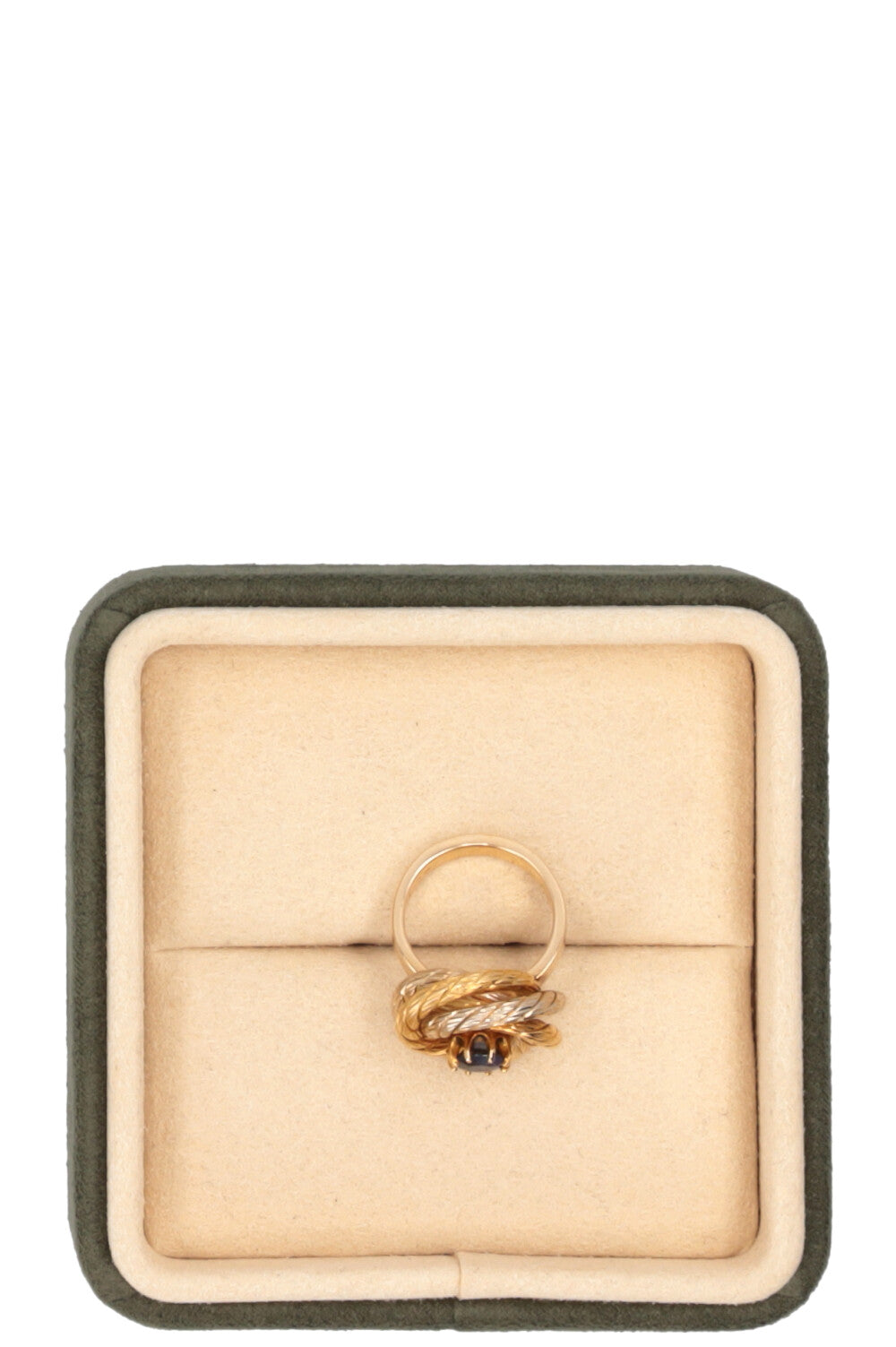 VINTAGE JEWELRY Swirl Two Tone Ring 18k Yellow Gold Sapphire