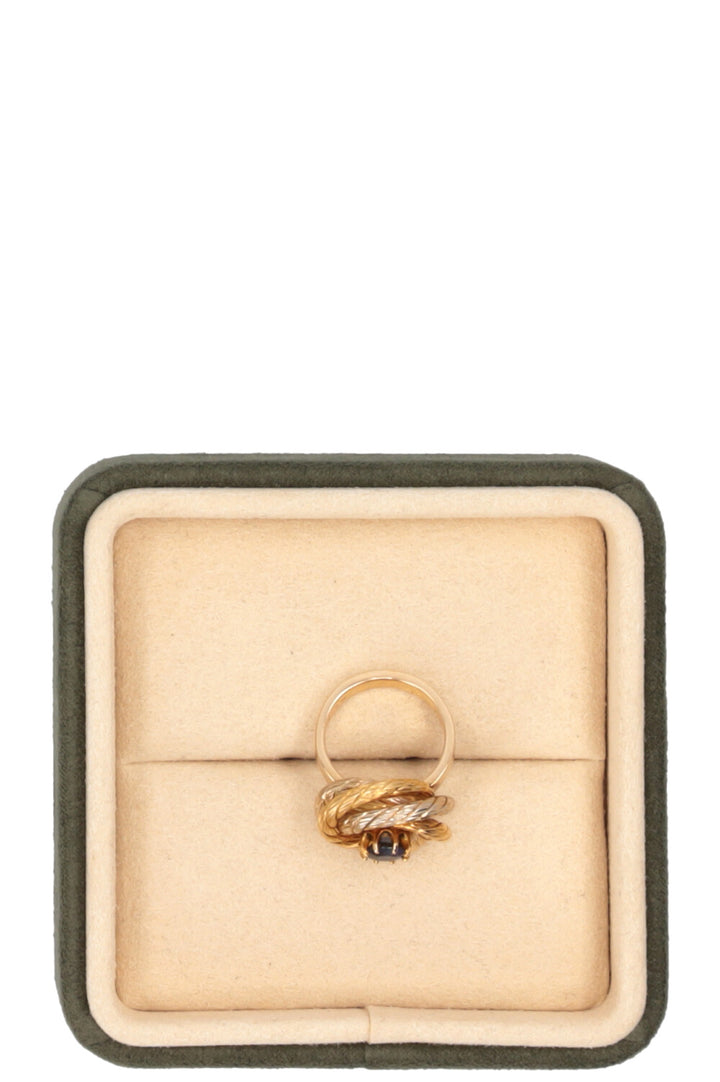 VINTAGE JEWELRY Swirl Two Tone Ring 18k Yellow Gold Sapphire