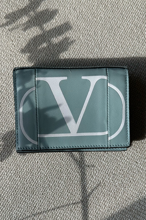 VALENTINO V Logo Wallet Leather Turqoise