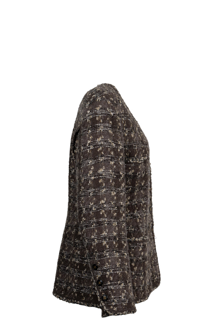 CHANEL 1994 Tweed Jacket Brown Gold