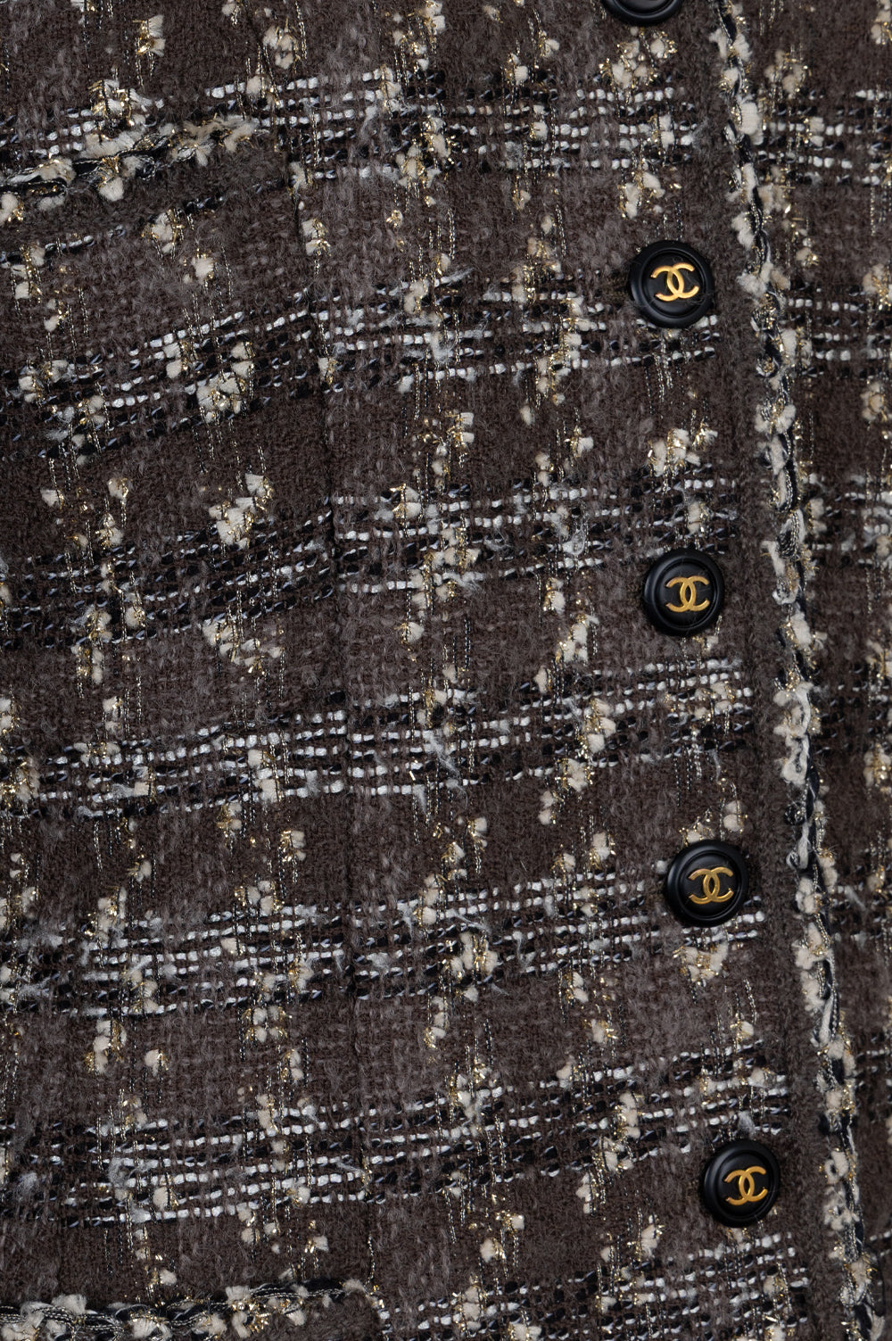 CHANEL 1994 Tweed Jacket Brown Gold