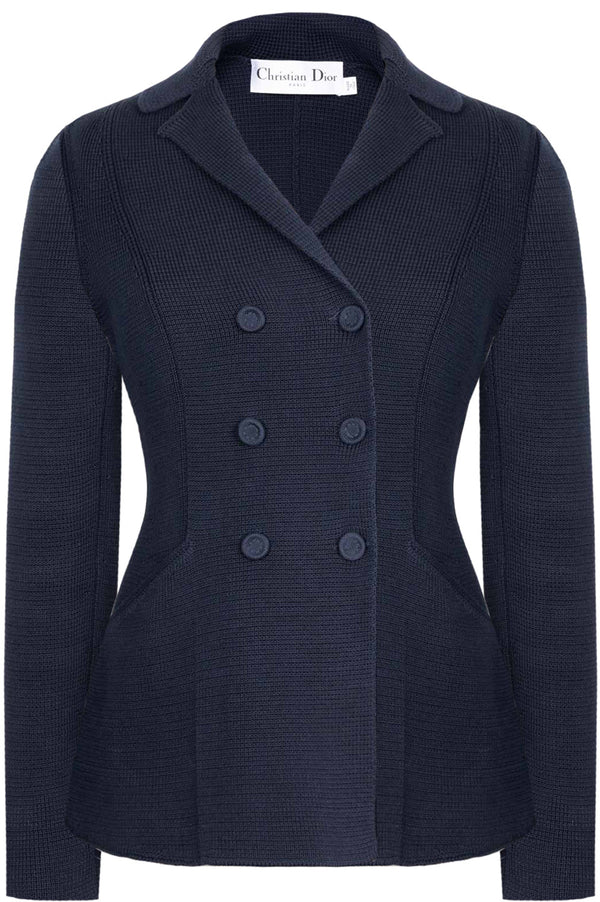 CHRISTIAN DIOR 30 Montaigne Bar Jacket Knit Wool Navy