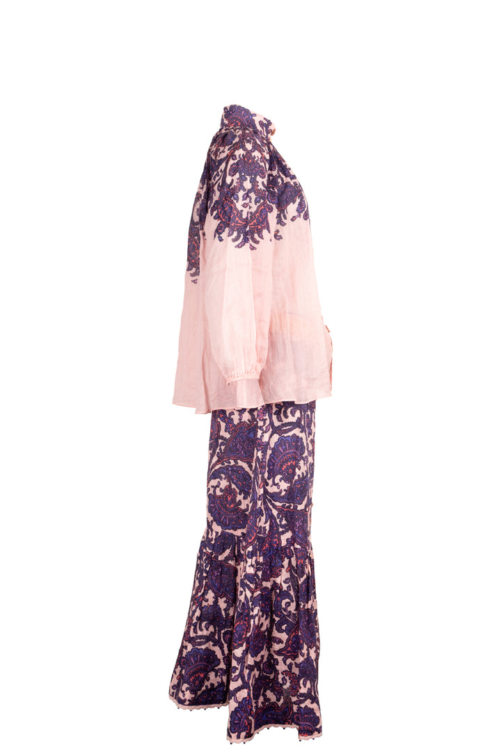 ZIMMERMANN Belted Two Piece Linen Paisley Pink Purple