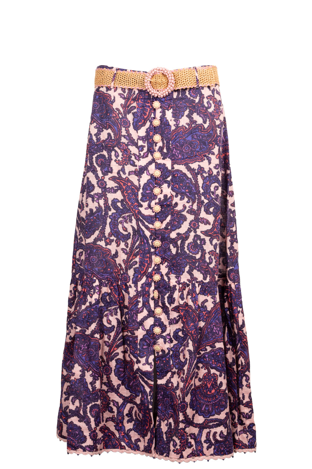 ZIMMERMANN Belted Two Piece Linen Paisley Pink Purple