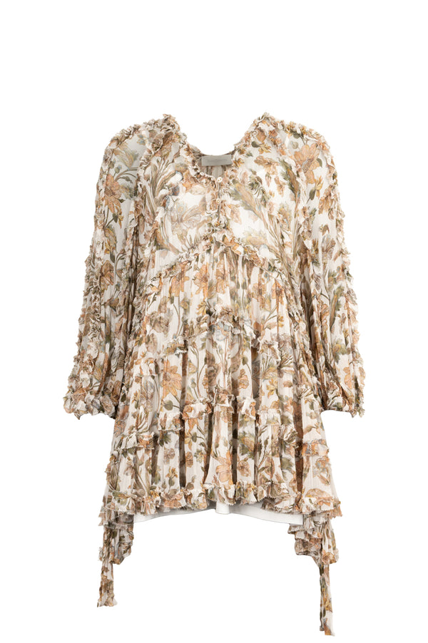 ZIMMERMANN Floral Dress White Brown