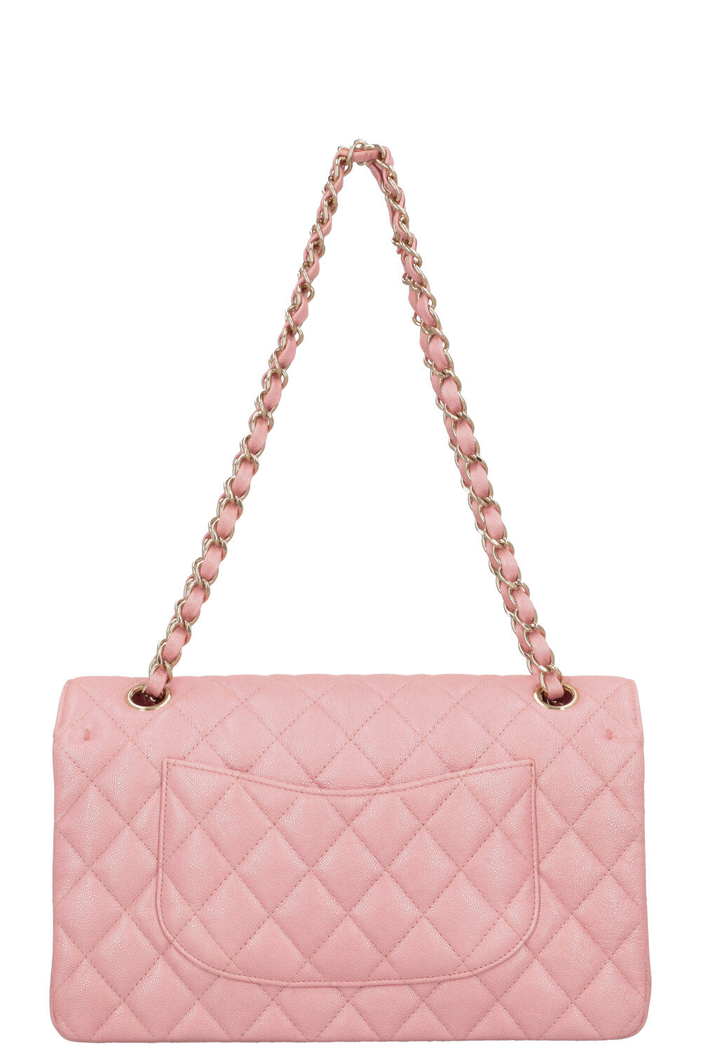 CHANEL 2019 Classic Double Flap Medium Iridescent Pink Caviar