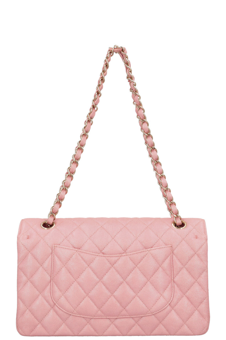 CHANEL 2019 Classic Double Flap Medium Iridescent Pink Caviar