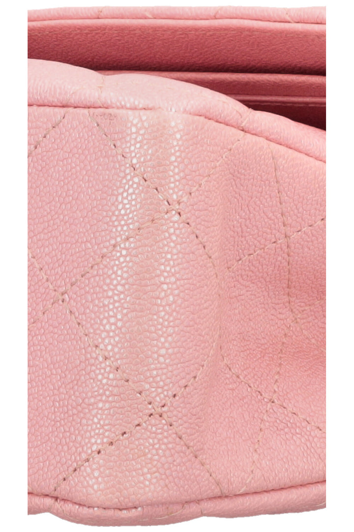 CHANEL 2019 Classic Double Flap Medium Iridescent Pink Caviar