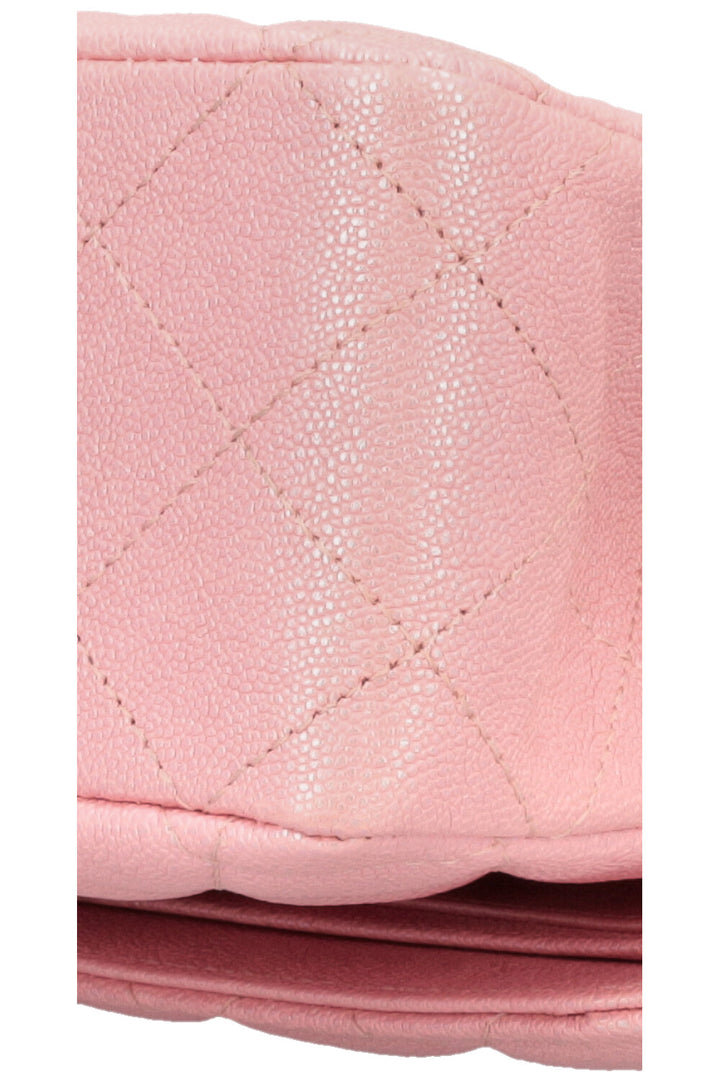 CHANEL 2019 Classic Double Flap Medium Iridescent Pink Caviar