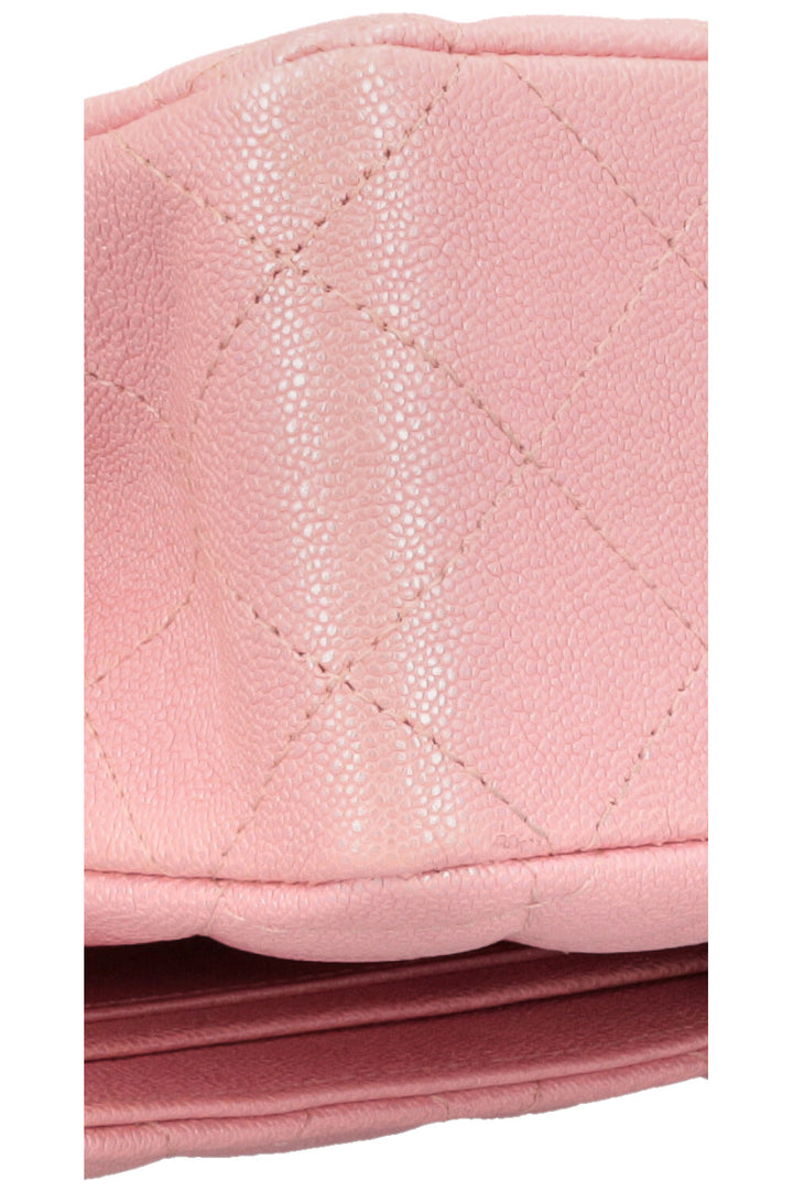 CHANEL 2019 Classic Double Flap Medium Iridescent Pink Caviar