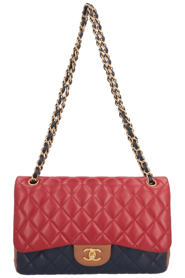 CHANEL Double Flap Bag Large Tricolor