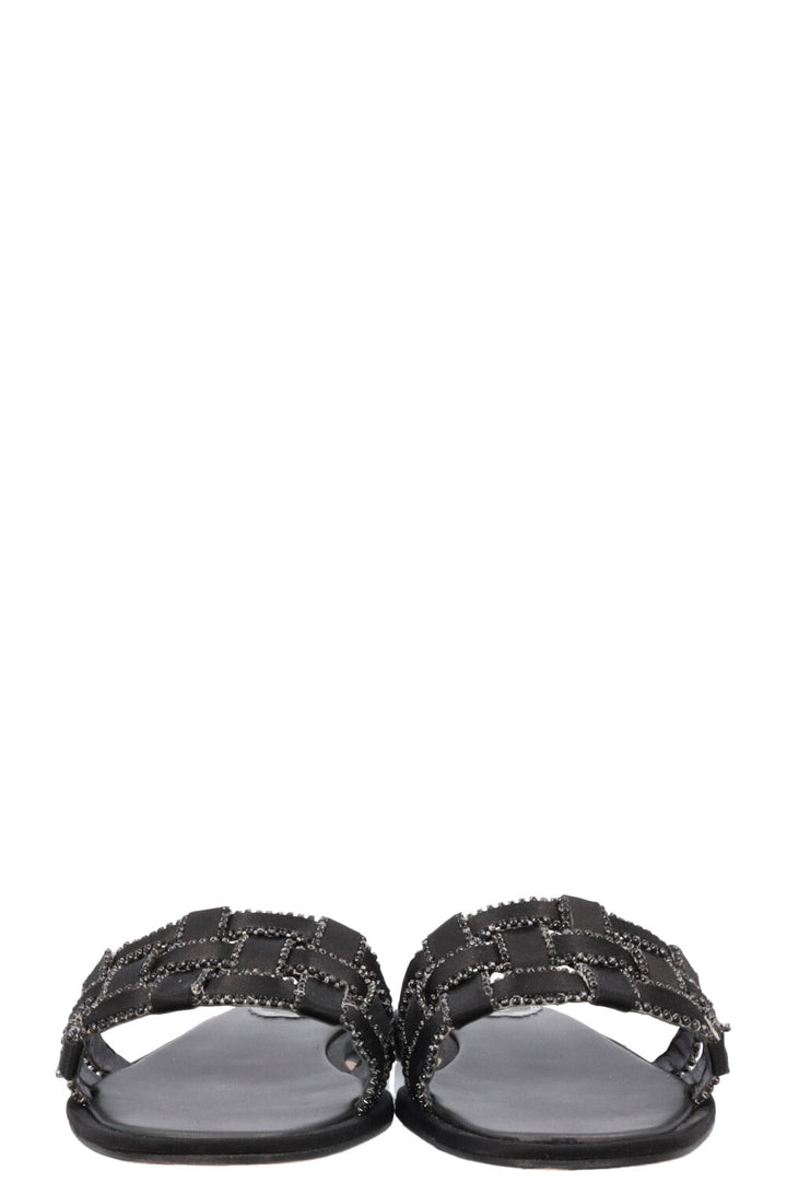 RENE CAOVILLA Juliette Woven Crystal Flats Black