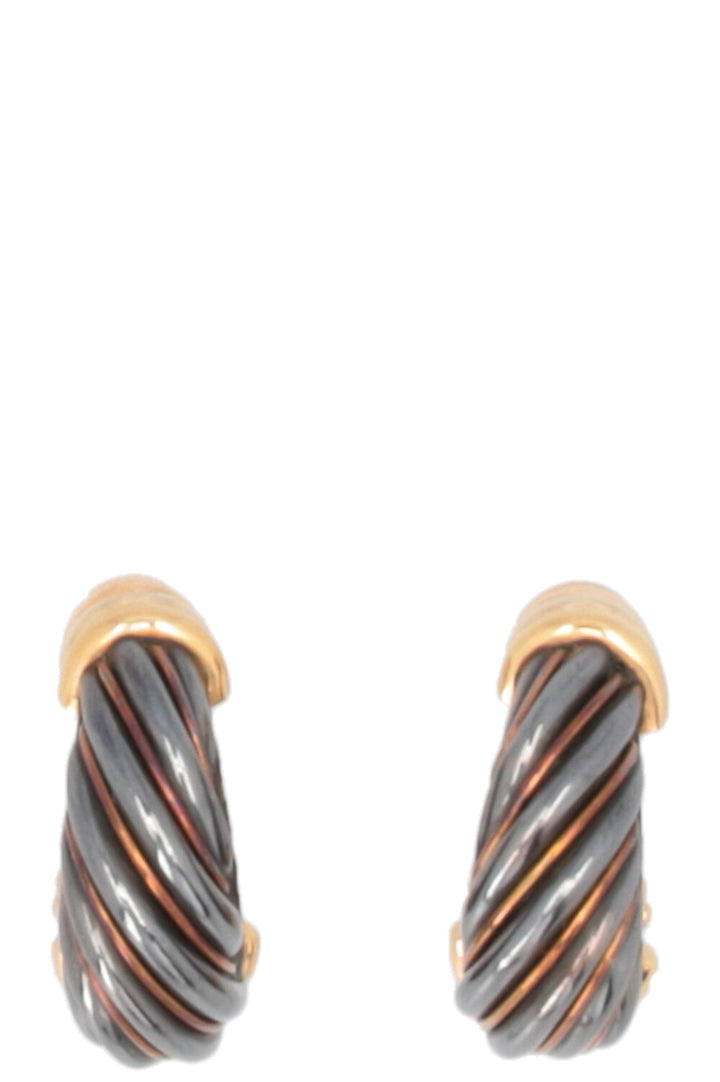 CARTIER Vintage Twisted Tri-Color Earrings Hematite Gold