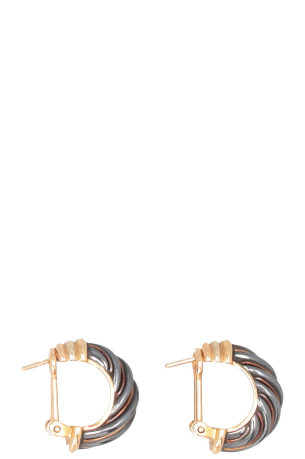 CARTIER Vintage Twisted Tri-Color Earrings Hematite Gold