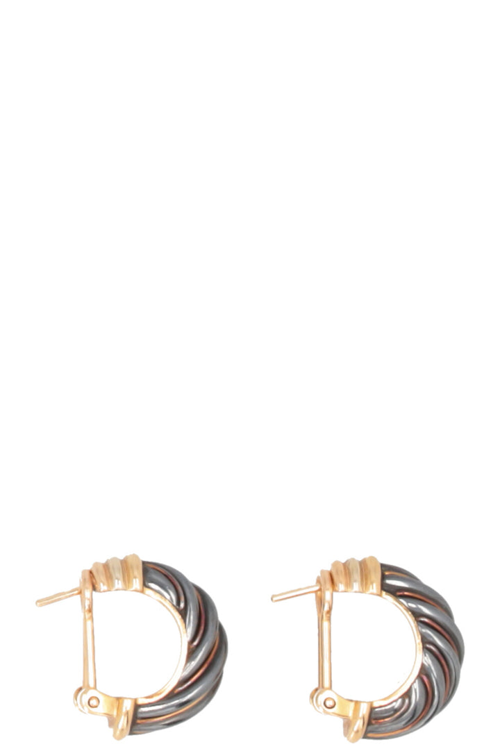 CARTIER Vintage Twisted Tri-Color Earrings Hematite Gold