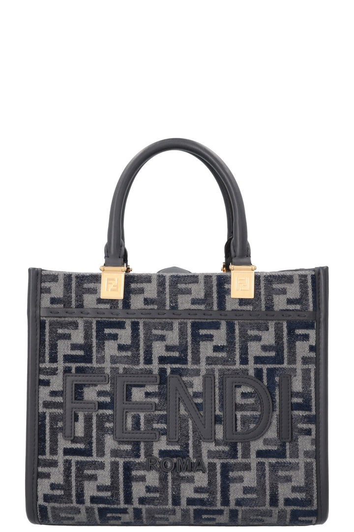 FENDI Small Sunshine Tote Bag Chenille Blue