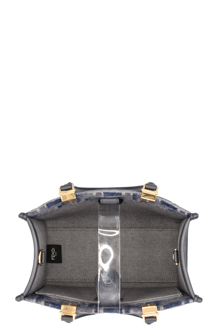 FENDI Small Sunshine Tote Bag Chenille Blue