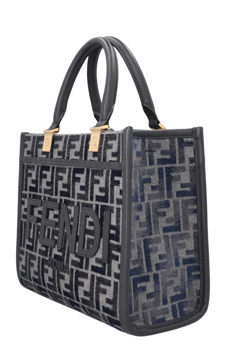 FENDI Small Sunshine Tote Bag Chenille Blue