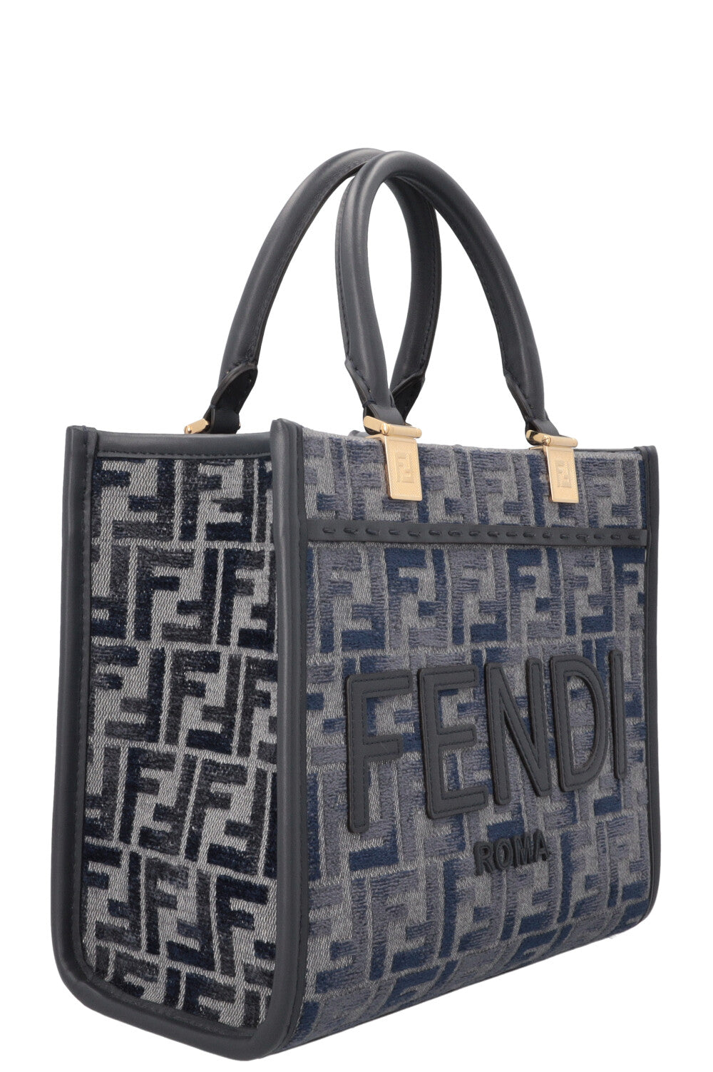 FENDI Small Sunshine Tote Bag Chenille Blue