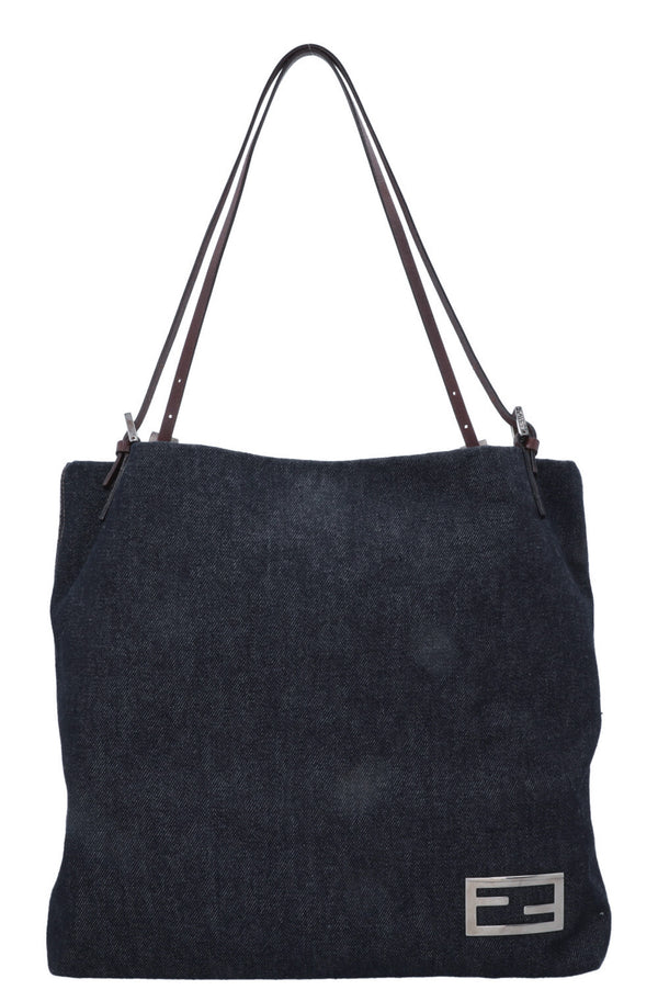FENDI Logo Denim Hobo Bag Blue