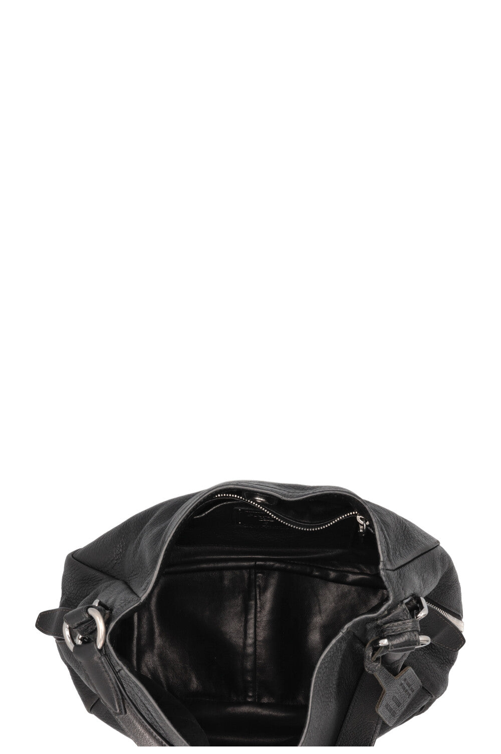 PRADA Logo Zip Hobo Bag Black
