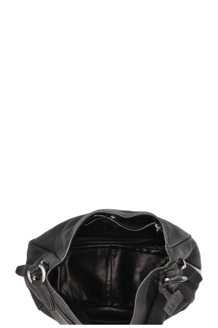 PRADA Logo Zip Hobo Bag Black