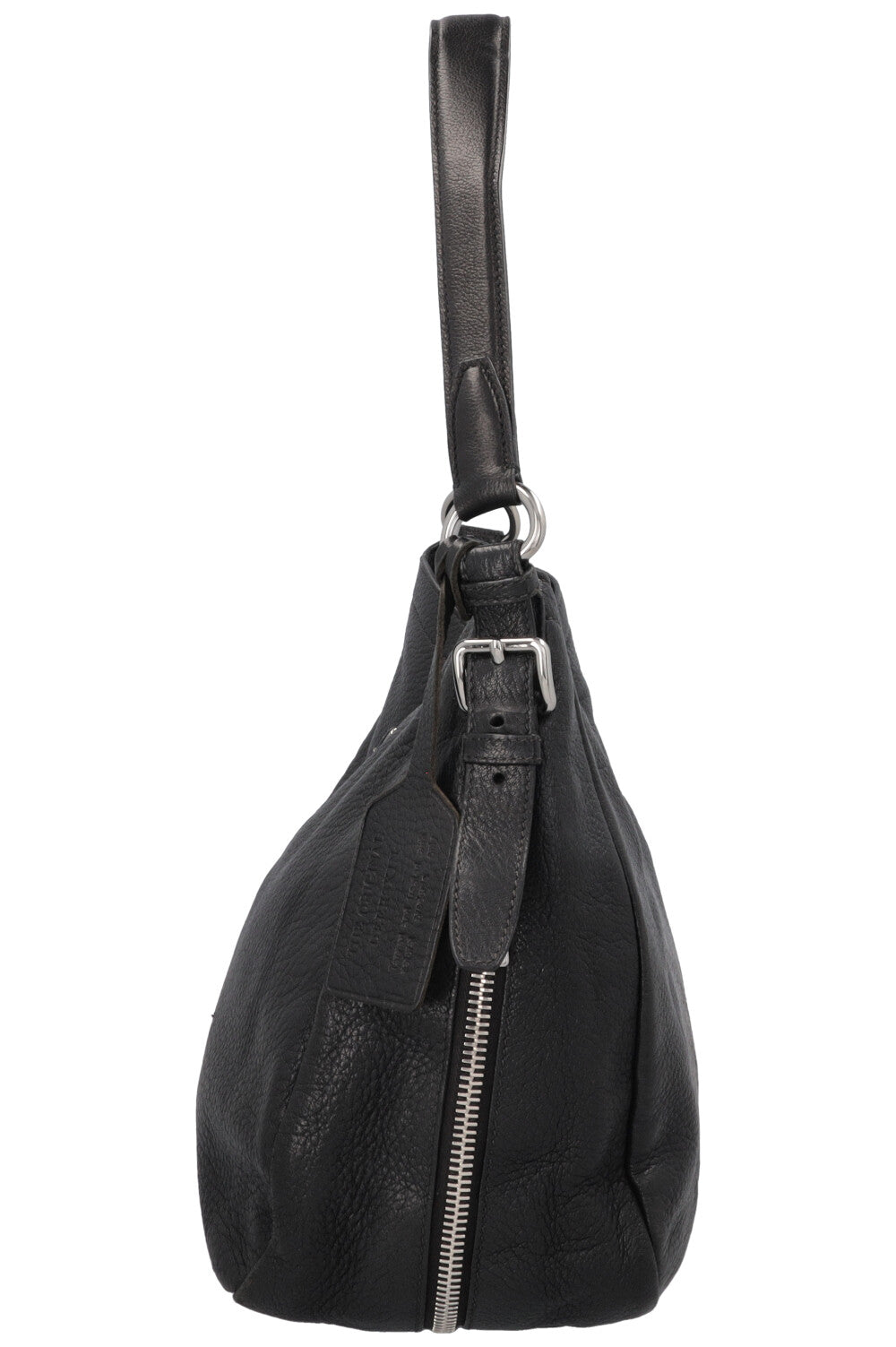 PRADA Logo Zip Hobo Bag Black