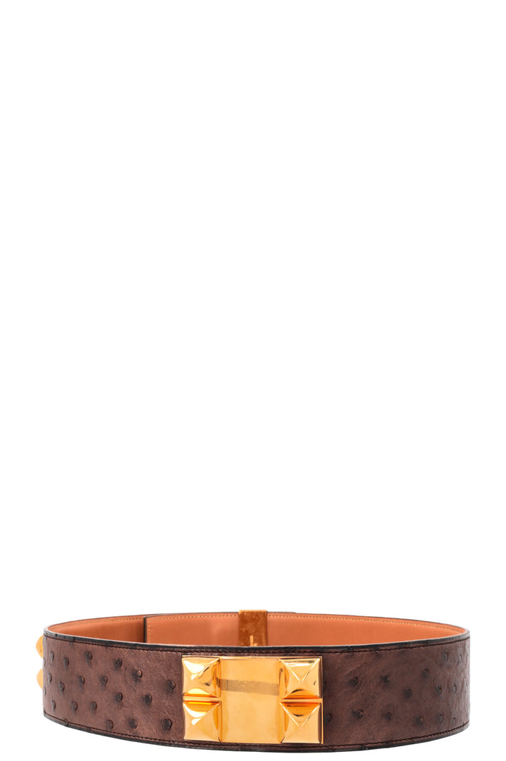 HERMÈS Collier De Chien Belt Ostrich