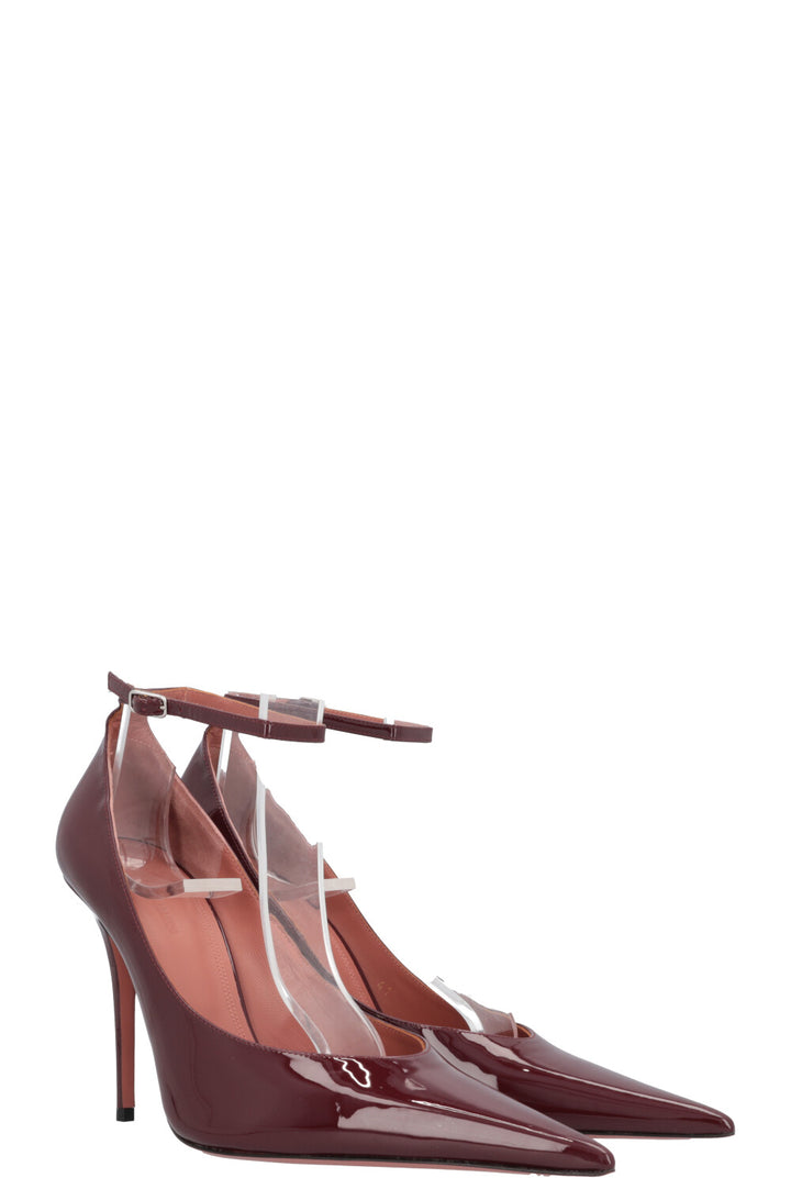 AMINA MUADDI Anok Heels Patent Burgundy