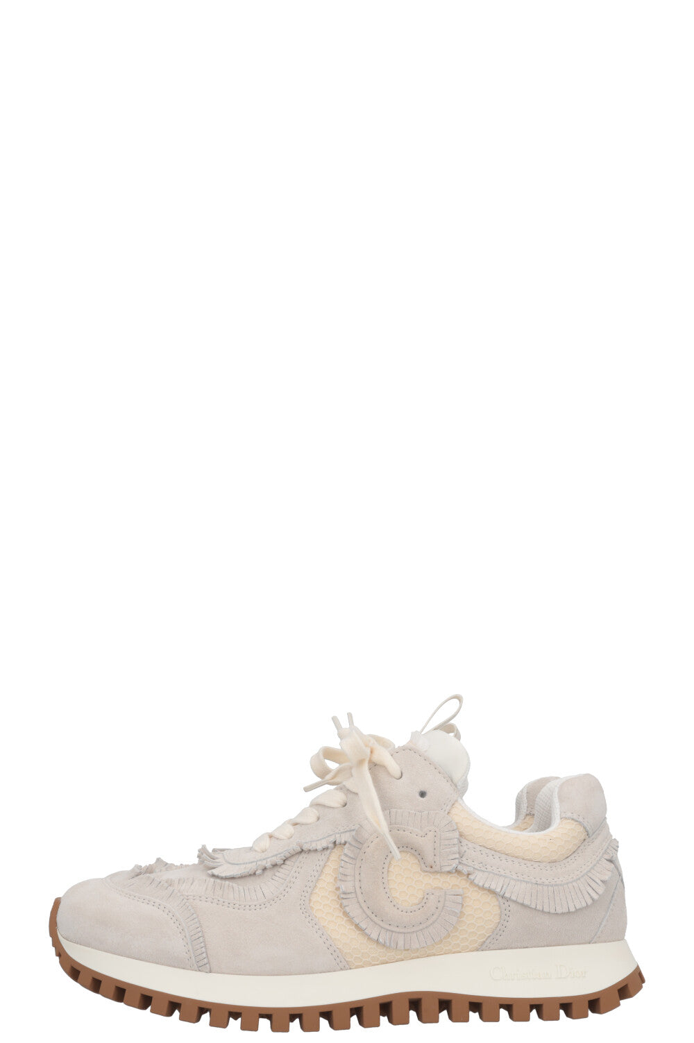 スニーカー C'est Dior Suede Calfskin & Mesh Fringe Sneaker CHRISTIAN DIOR Suede C'est Dior Sneakers 40 Ecru 1659203