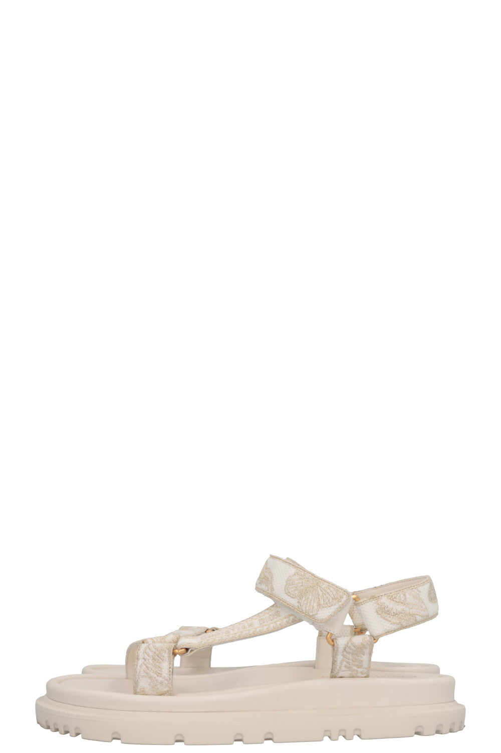 CHRISTIAN DIOR Toile De Jouy D-Wave Flats White Gold