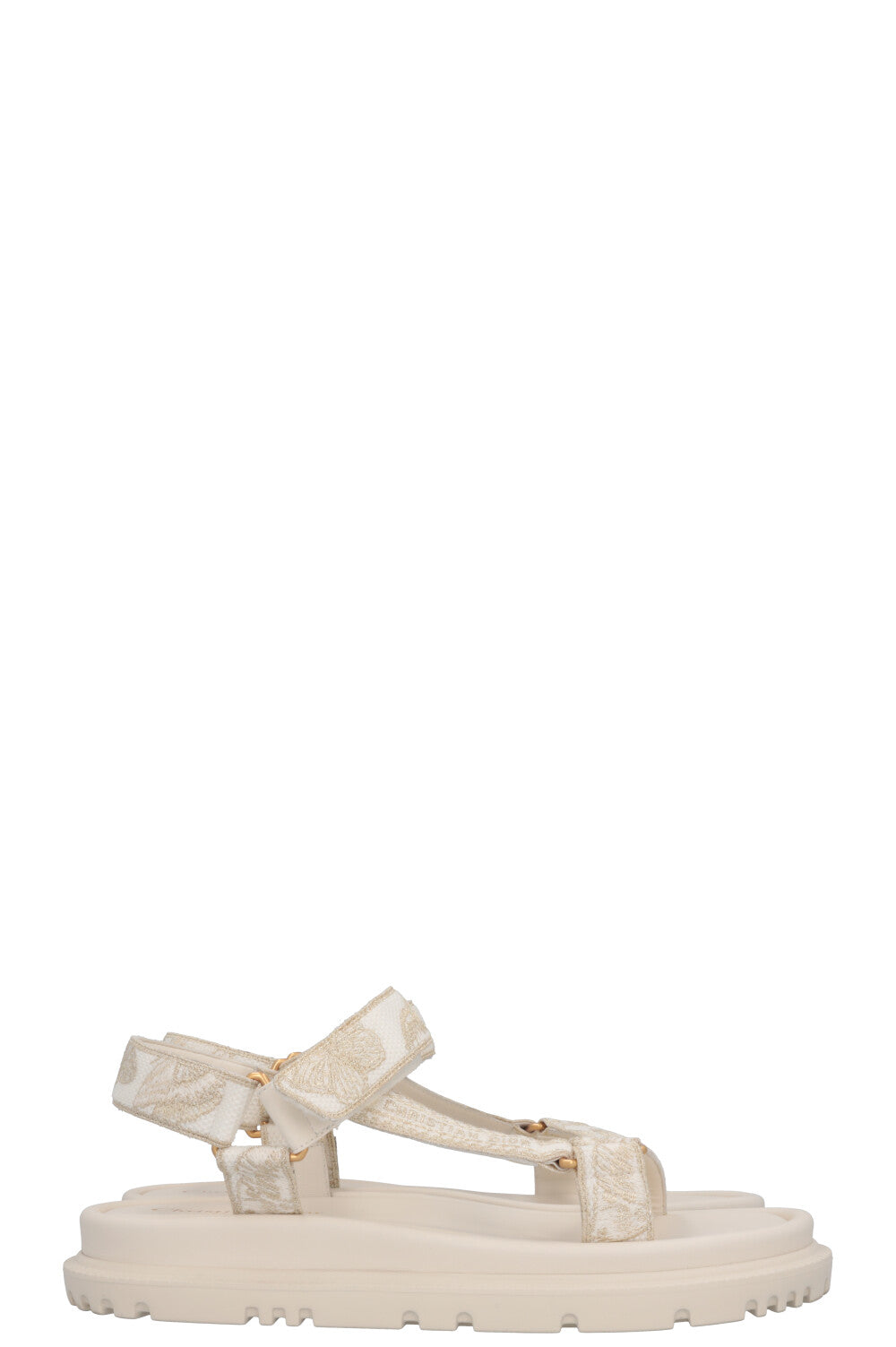 CHRISTIAN DIOR Toile De Jouy D-Wave Flats White Gold