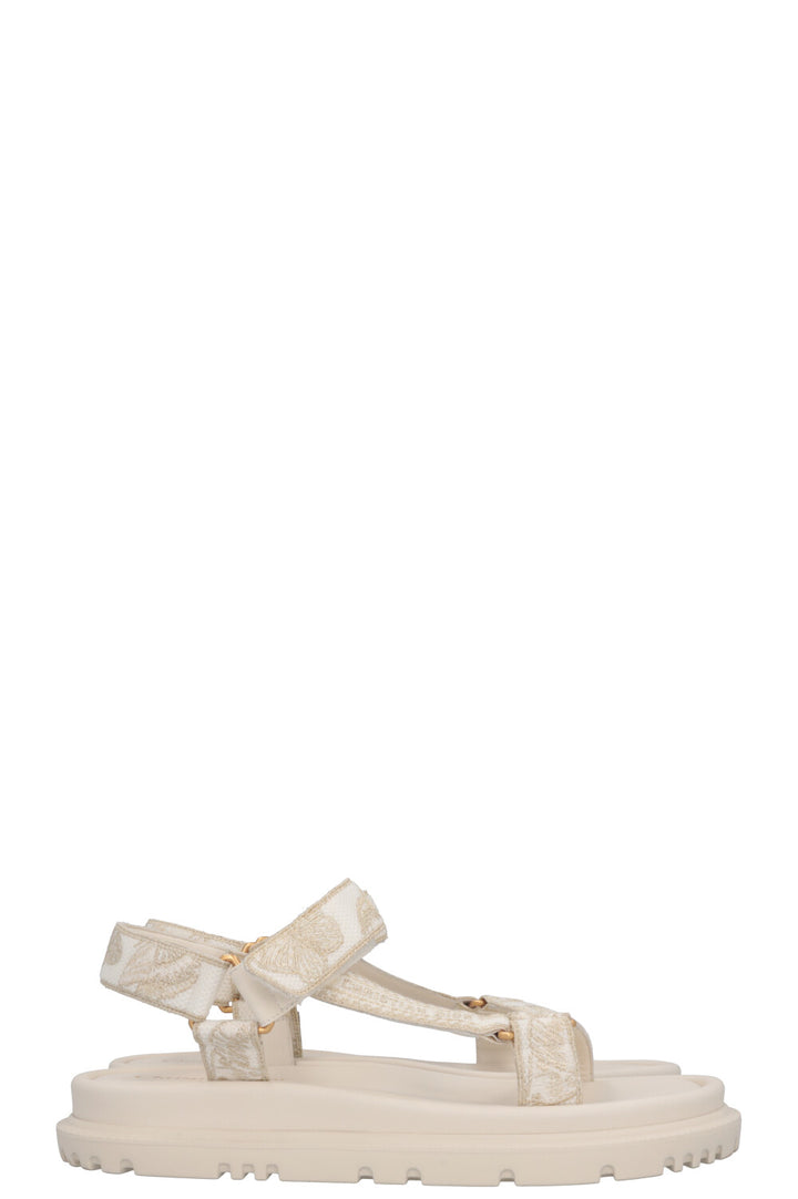 CHRISTIAN DIOR Toile De Jouy D-Wave Flats White Gold
