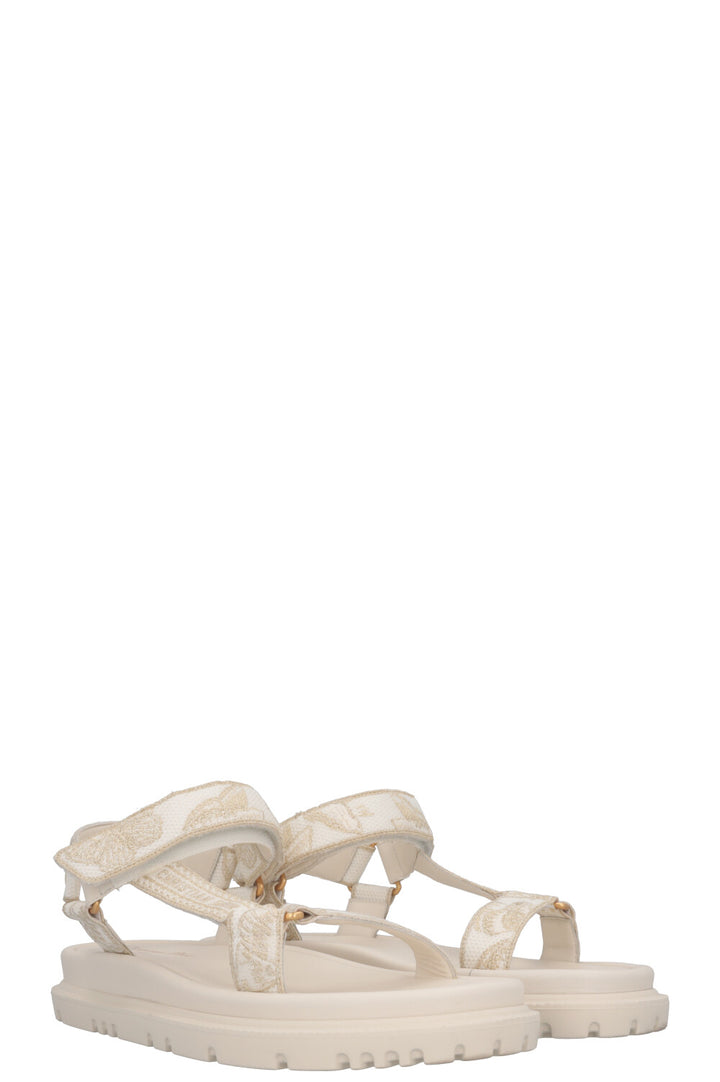 CHRISTIAN DIOR Toile De Jouy D-Wave Flats White Gold