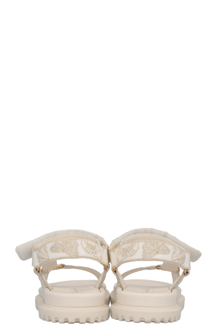 CHRISTIAN DIOR Toile De Jouy D-Wave Flats White Gold