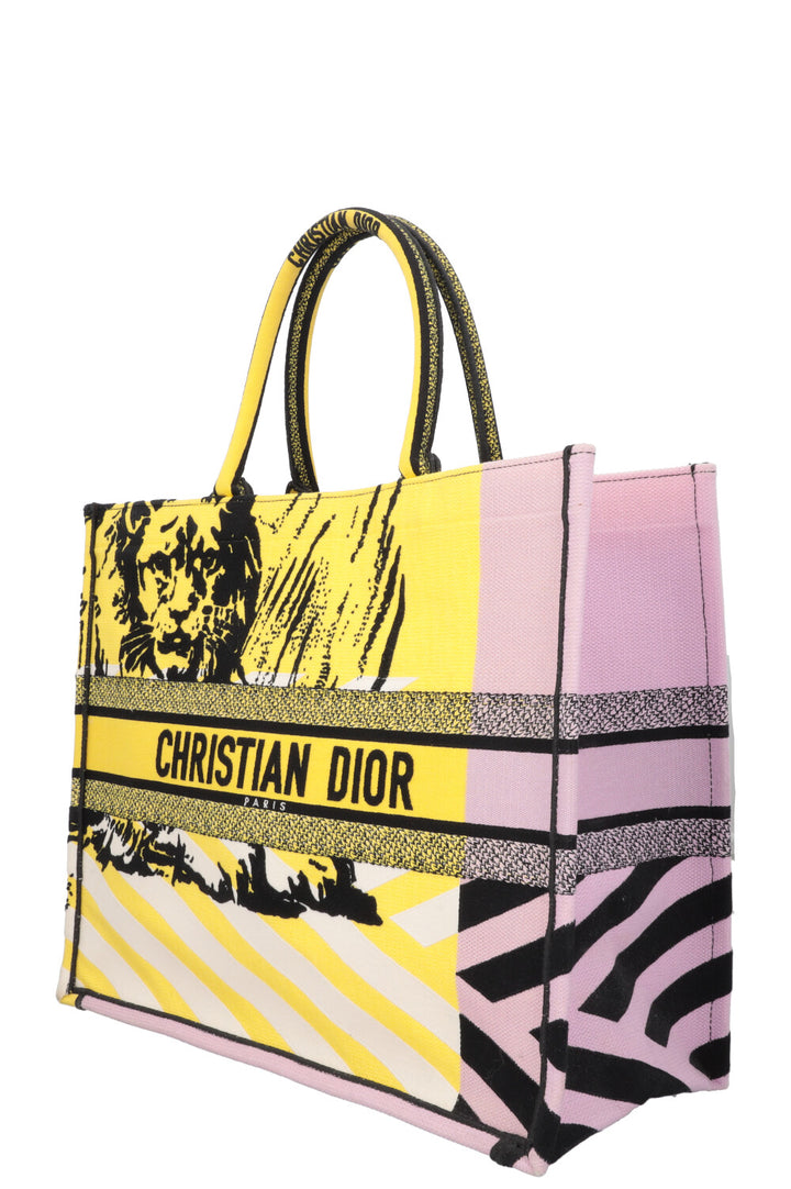 CHRISTIAN DIOR Medium Book Tote Yellow Purple