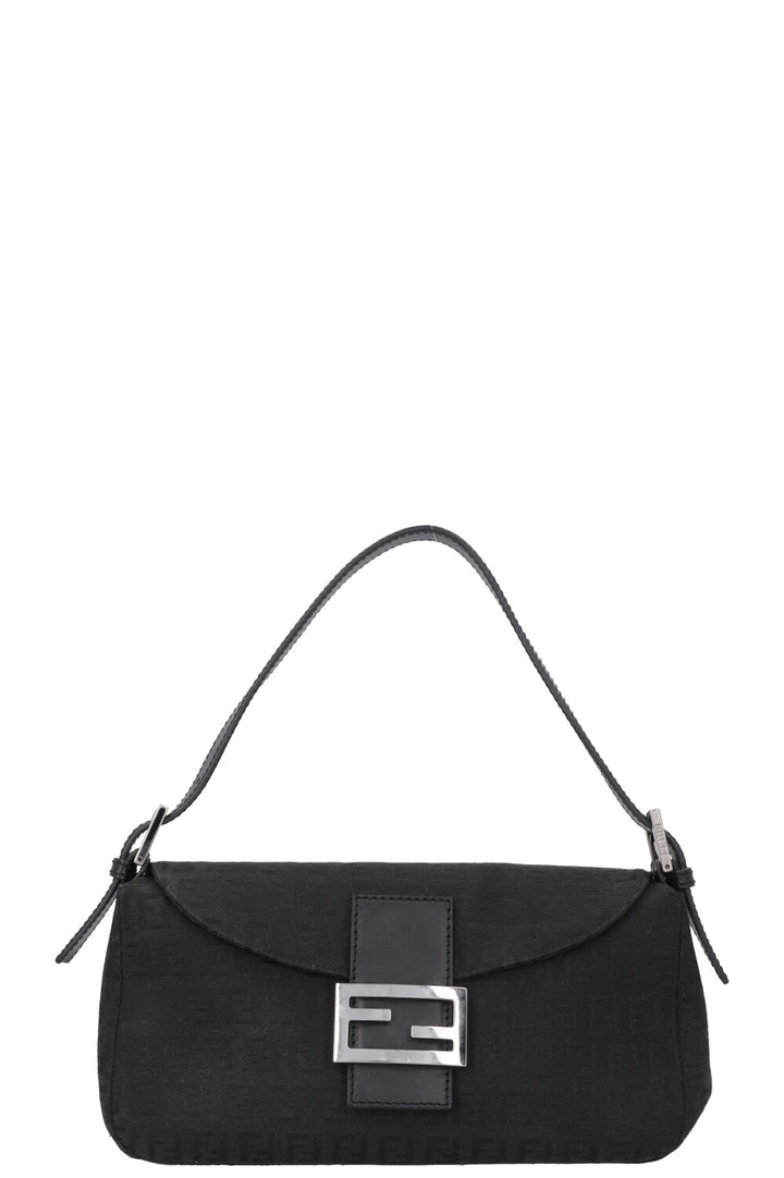 Sac à bandoulière baguette imprimé Zucca FENDI en toile noire