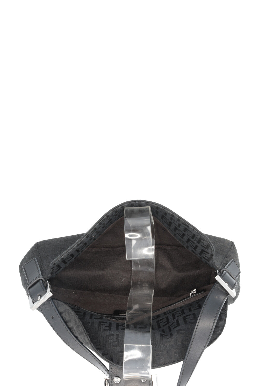 Sac à bandoulière baguette imprimé Zucca FENDI en toile noire