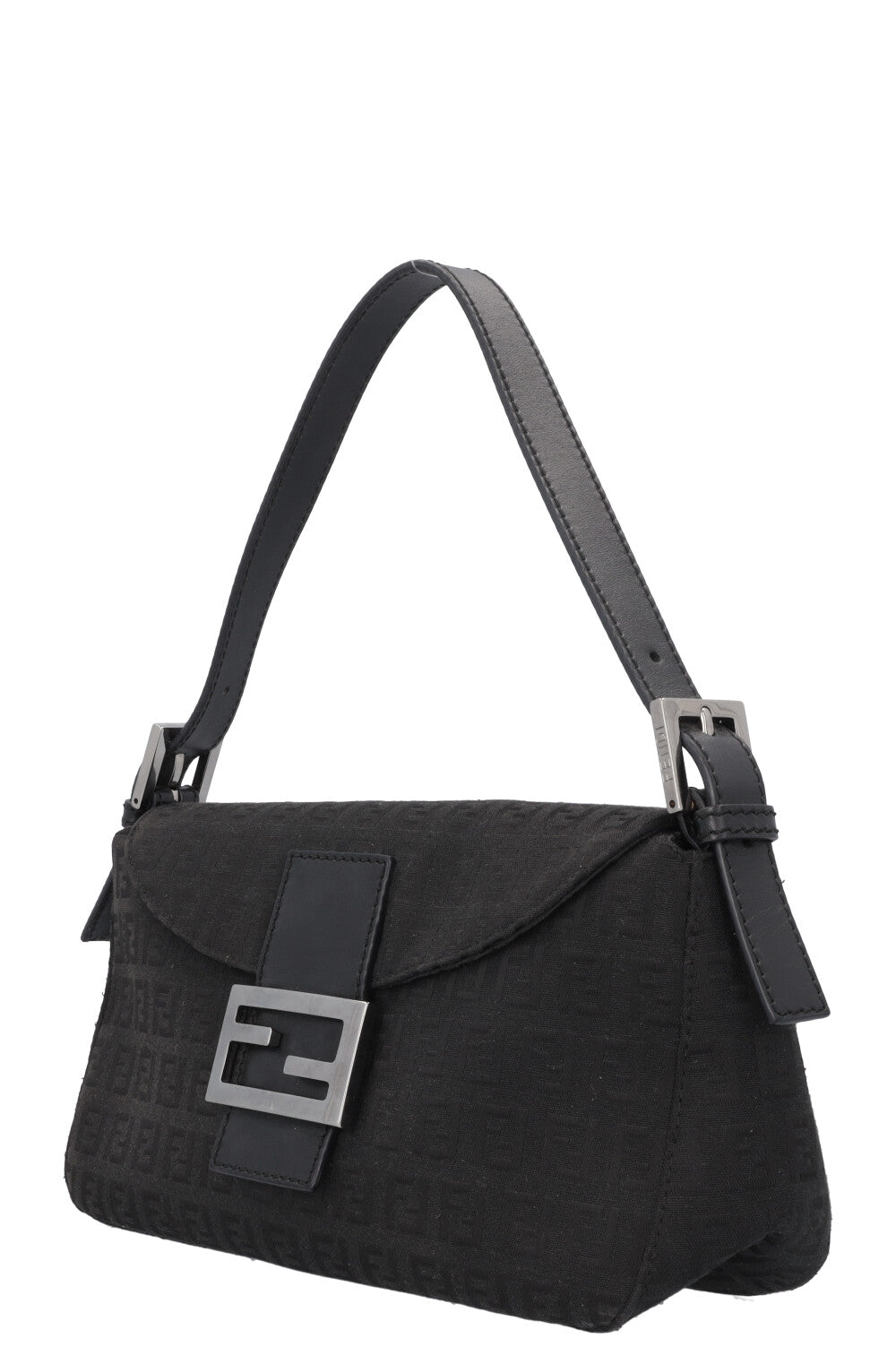 Sac à bandoulière baguette imprimé Zucca FENDI en toile noire