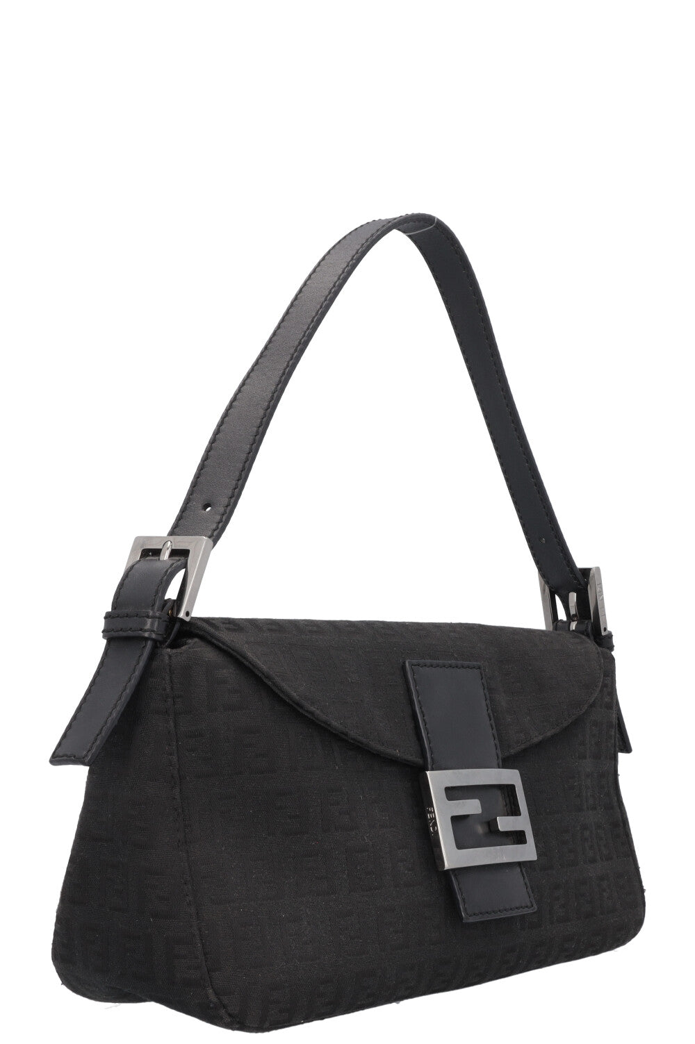Sac à bandoulière baguette imprimé Zucca FENDI en toile noire