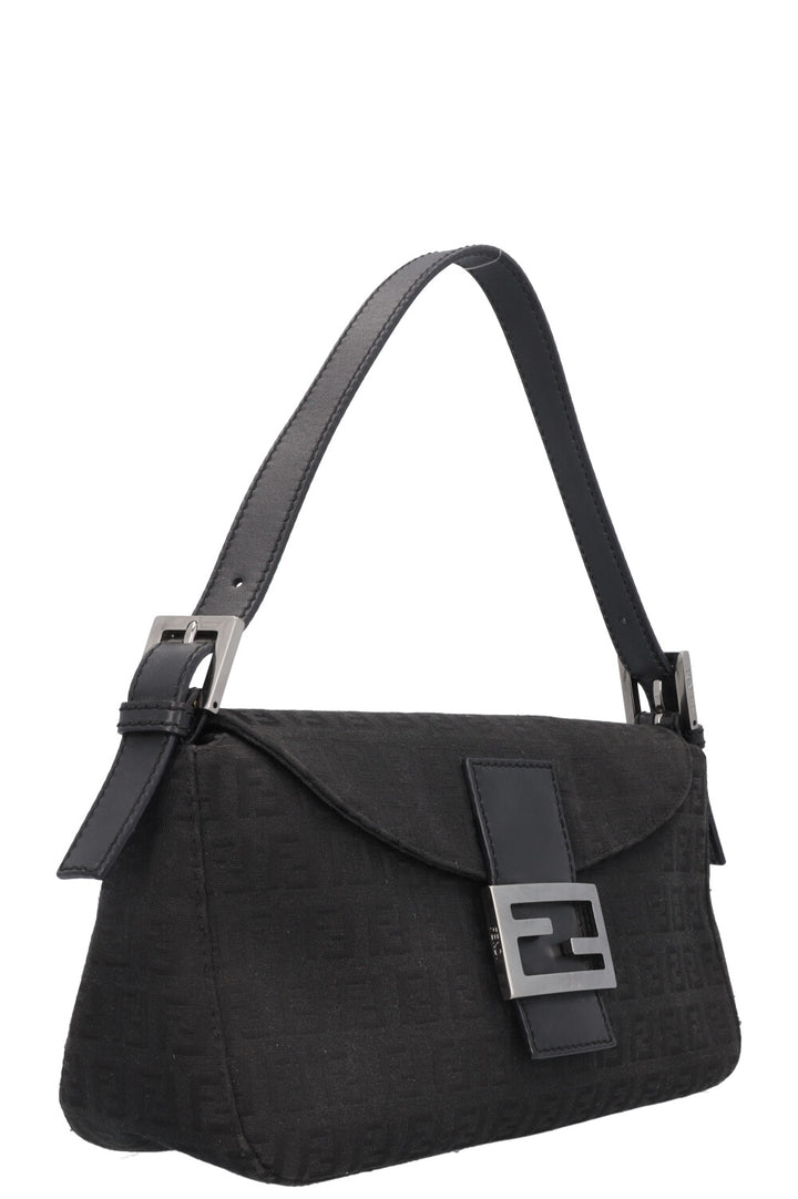 Sac à bandoulière baguette imprimé Zucca FENDI en toile noire