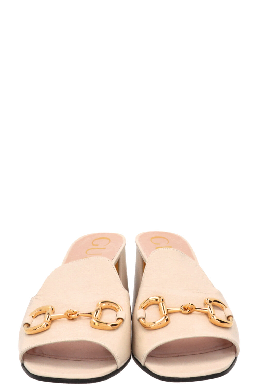 GUCCI Horsebit Mules Leather Ivory