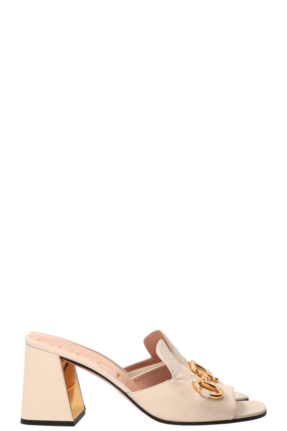 GUCCI Horsebit Mules Leather Ivory