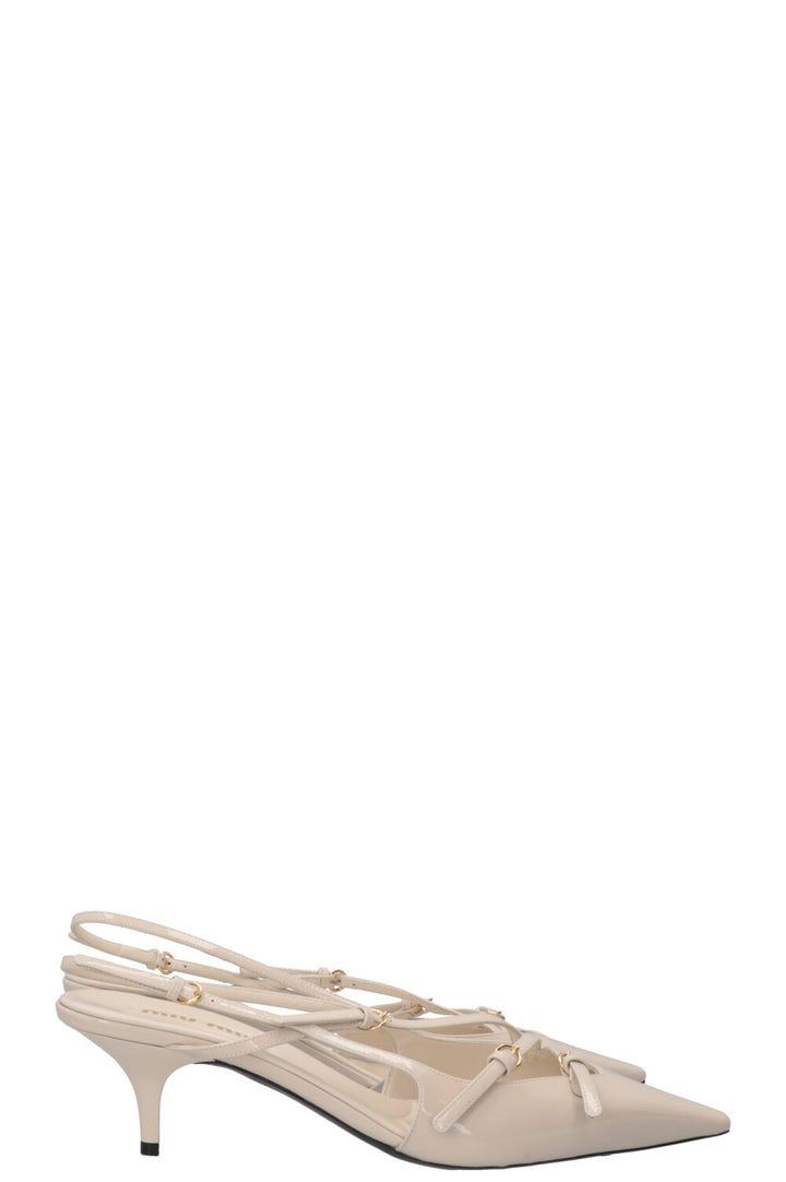 MIUMIU Slingback Pumps Patent Ivory