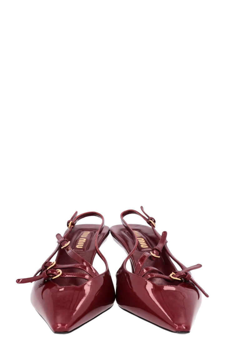 MIUMIU Slingback Pumps Patent Bordeaux