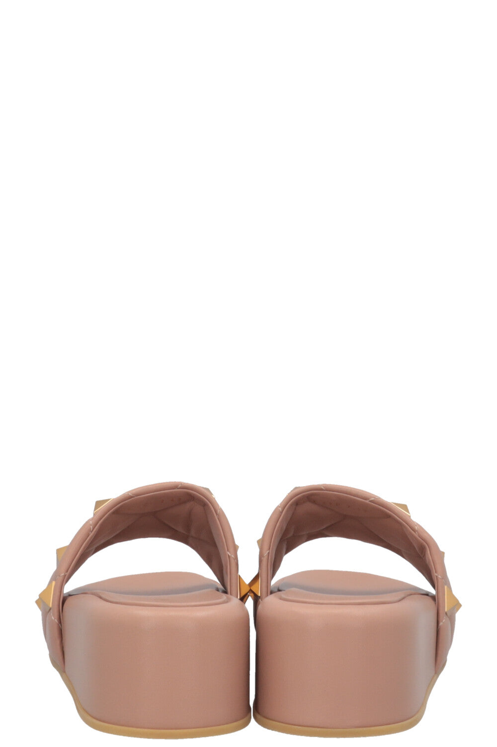 VALENTINO Rockstud Plateau Slides Leather Nude