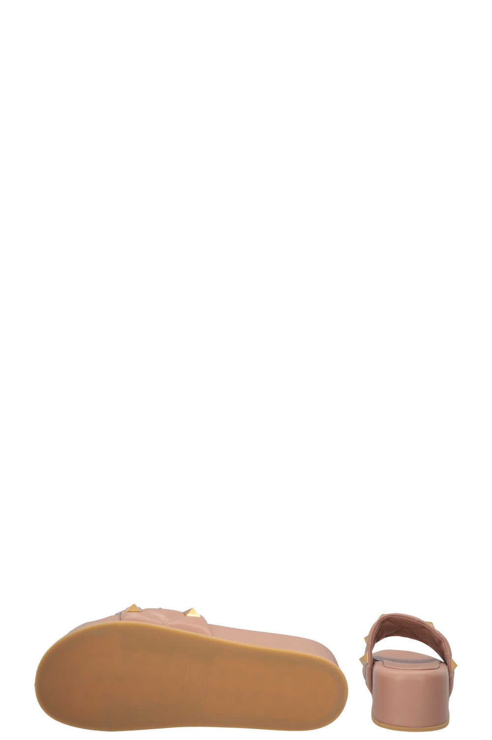 VALENTINO Rockstud Plateau Slides Leather Nude